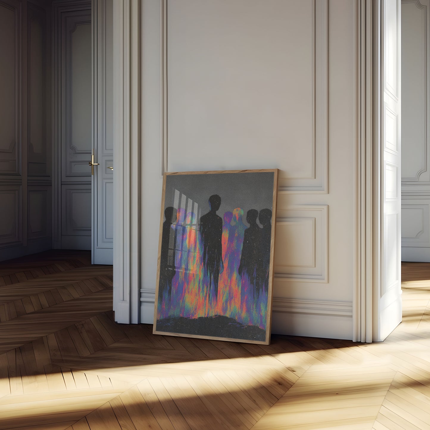 Colorful Auras Human Silhouettes Poster