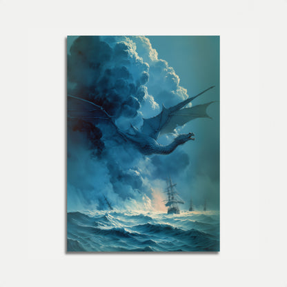 Draak stijgt uit oceaan poster