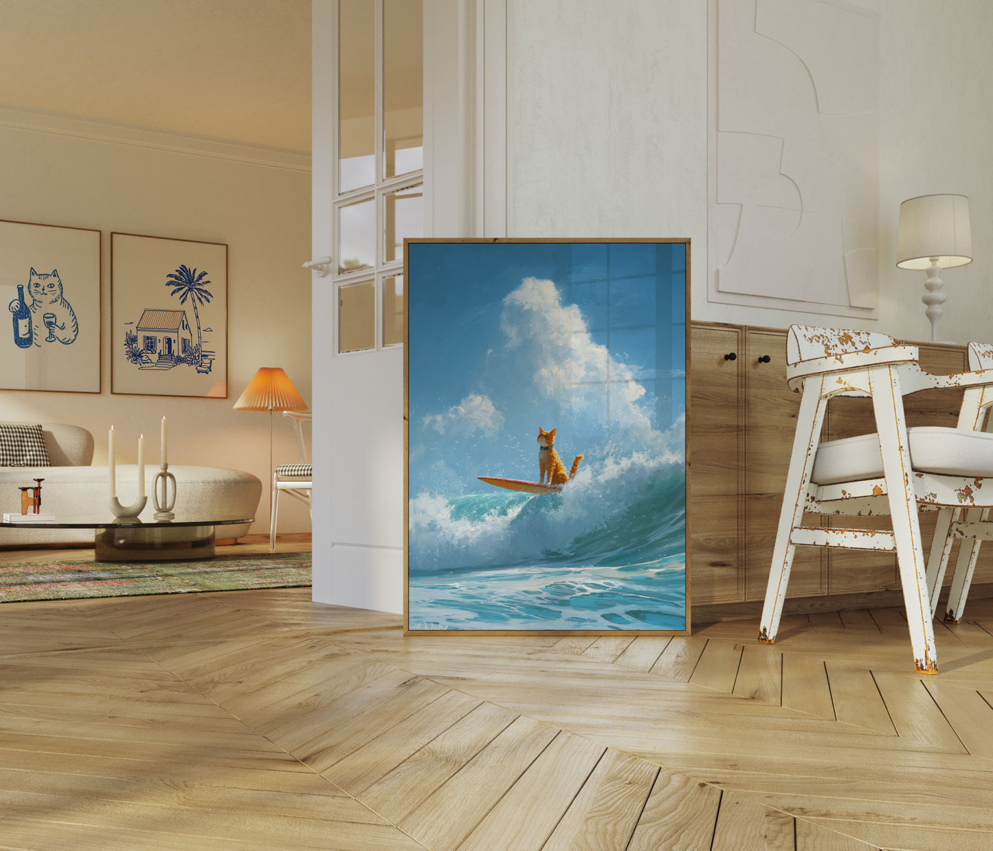 Surfing Cat Wave Rider Poster