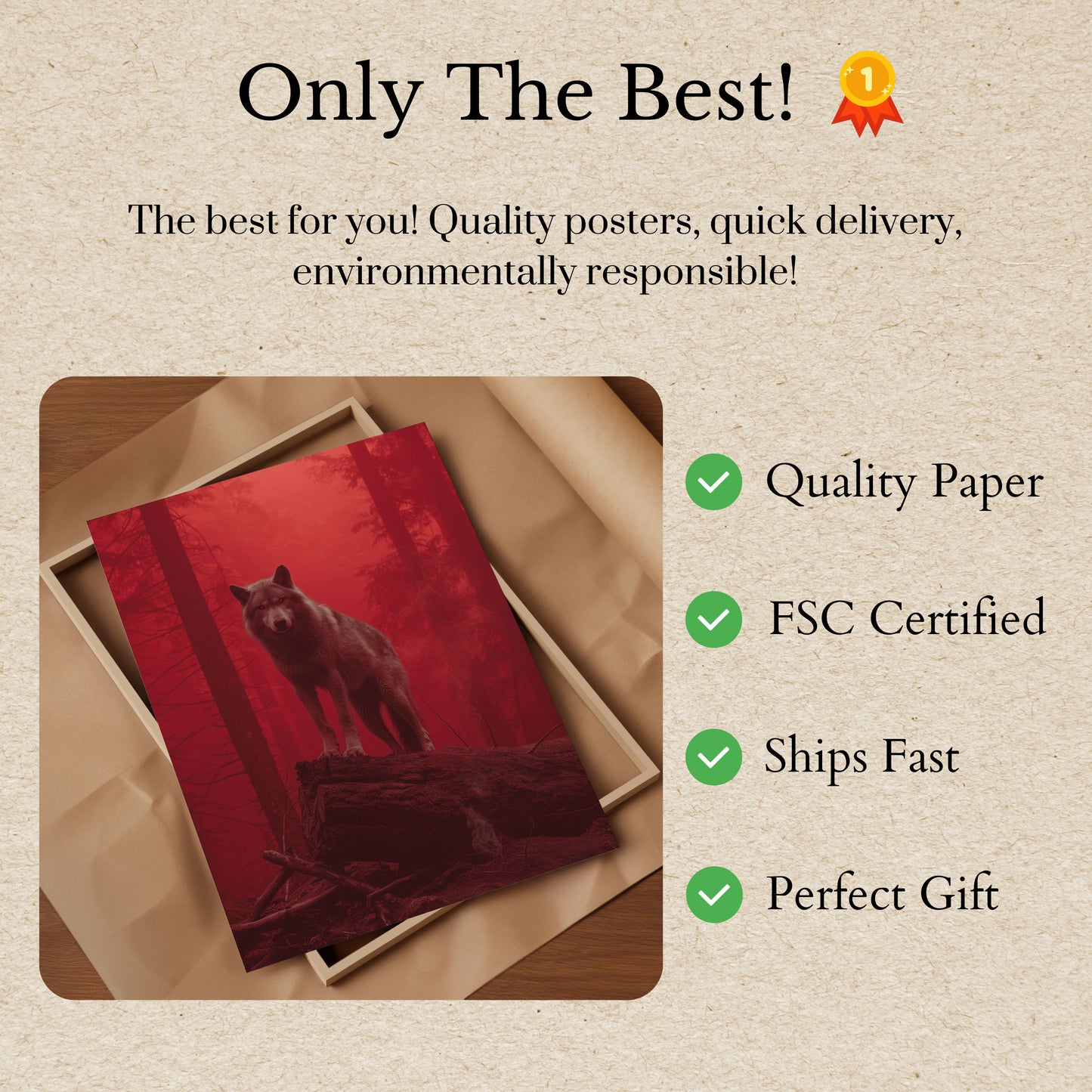 Crimson Forest Wolf Poster