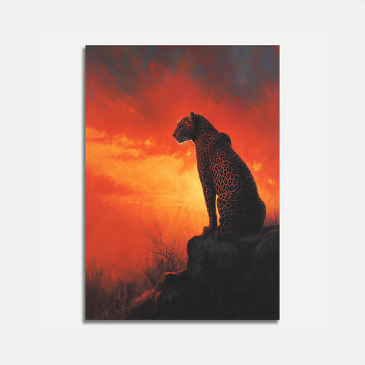 Leopard Sunset Silhouette Poster