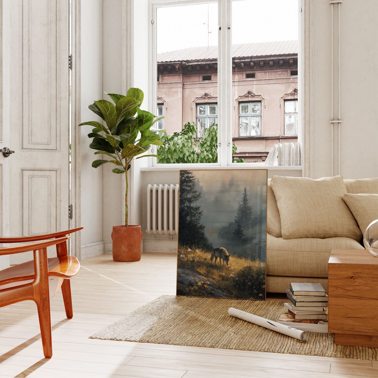 Misty Forest Wolf Wilderness Poster