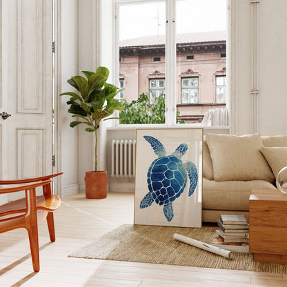 Blue Sea Turtle Ocean Poster