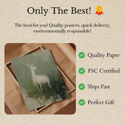 Ethereal White Stag Poster