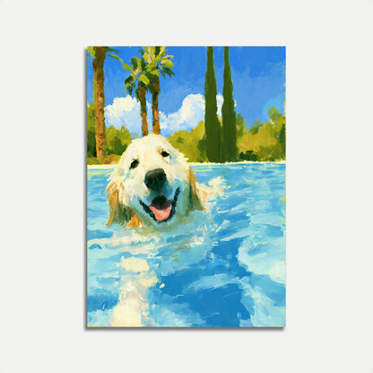 Golden Retriever Pool Paradise Poster
