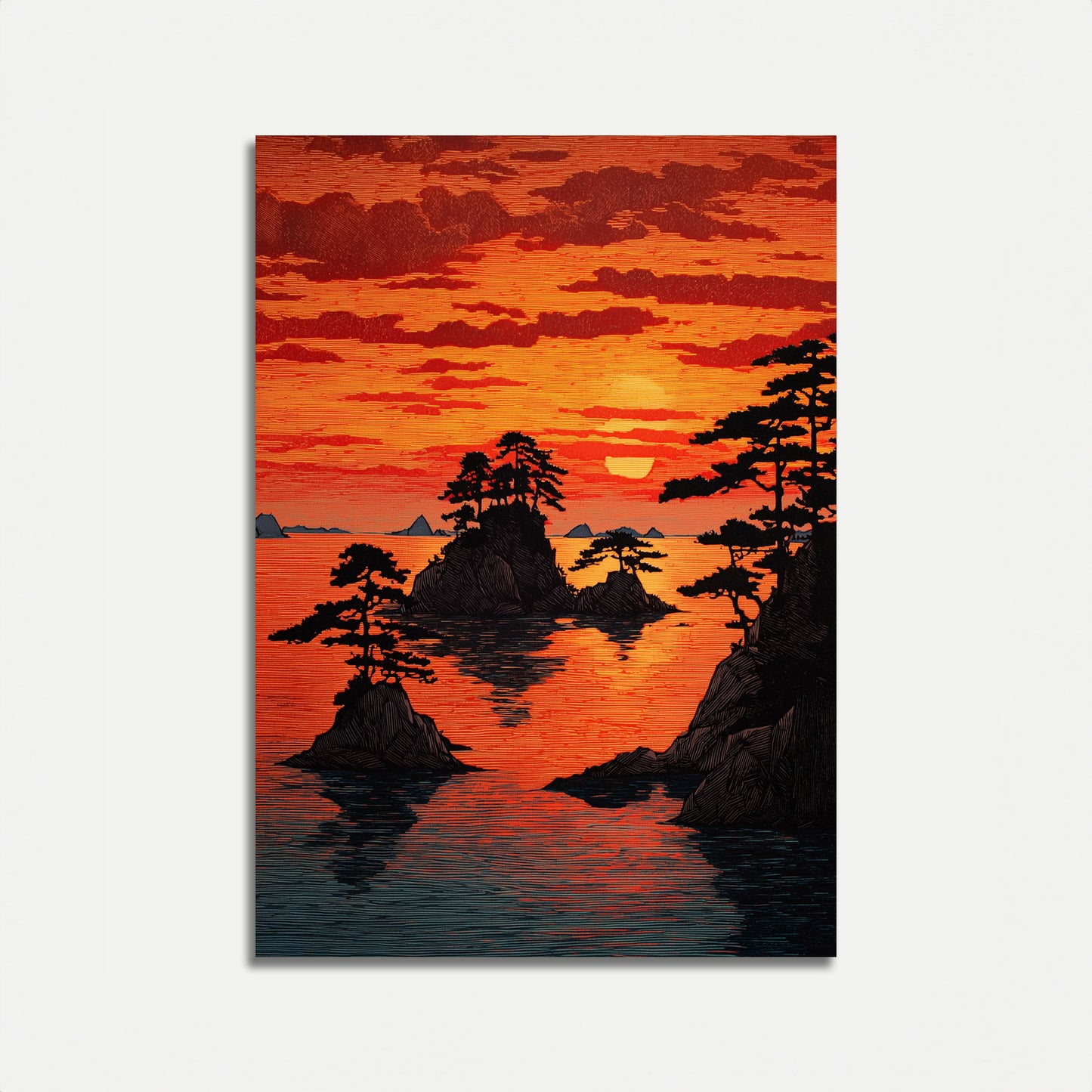 Affiche Paysage Coucher de Soleil Asiatique