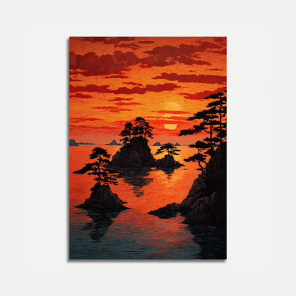 Affiche Paysage Coucher de Soleil Asiatique