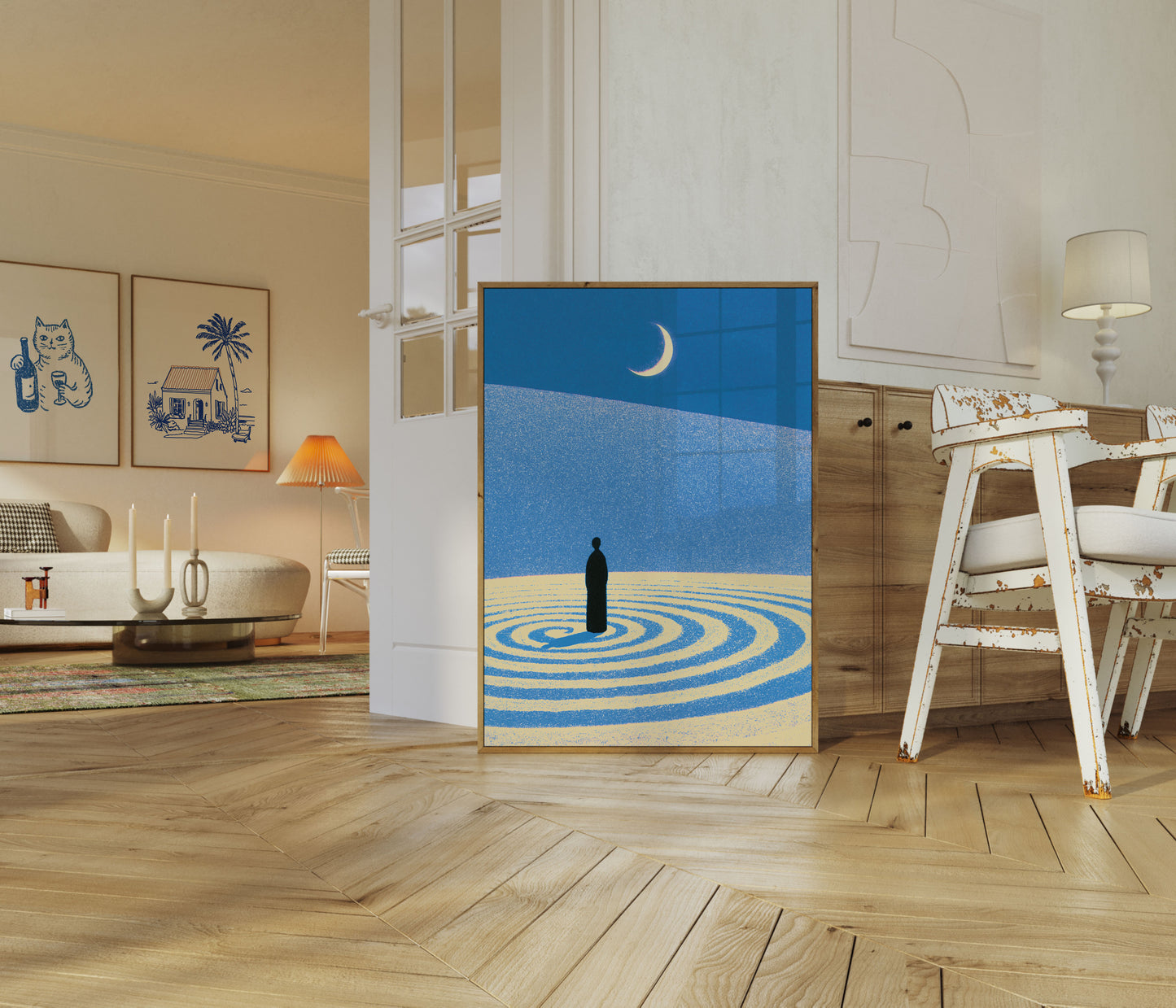 Solitude Under the Crescent Moon Poster