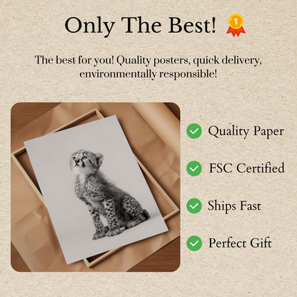 Póster de un majestuoso cachorro de guepardo
