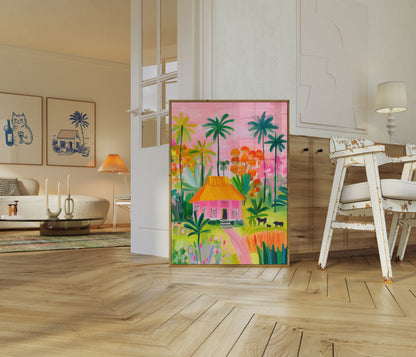 Tropical Paradise Cottage Poster