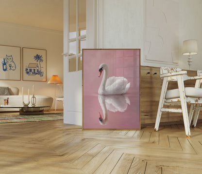 Póster elegante del cisne blanco