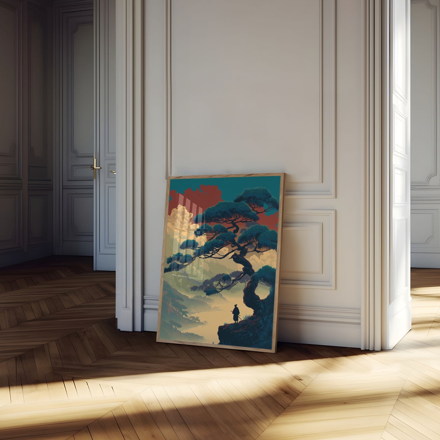 Warrior Under Ancient Tree Poster