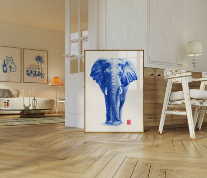 Blue Majesty Elephant Poster
