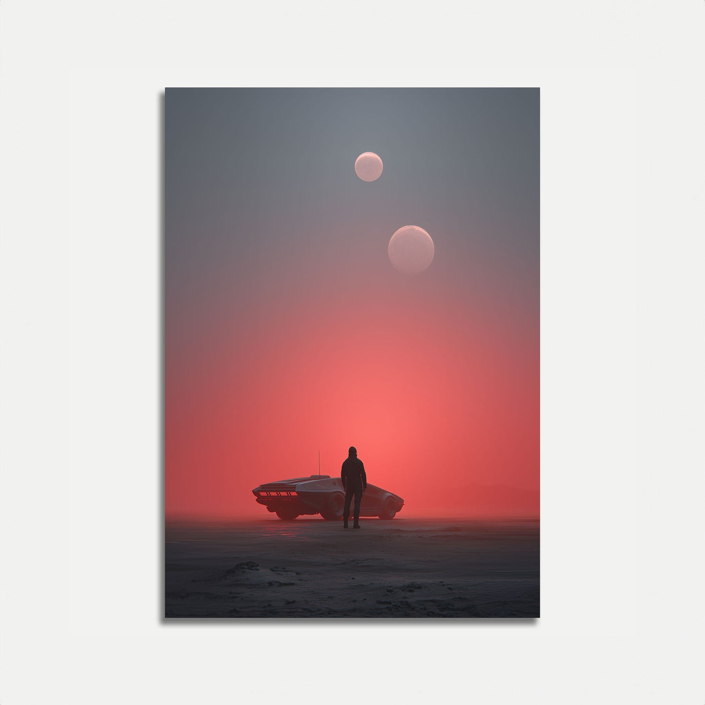 Futuristische Ruimteschip Woestijn Poster