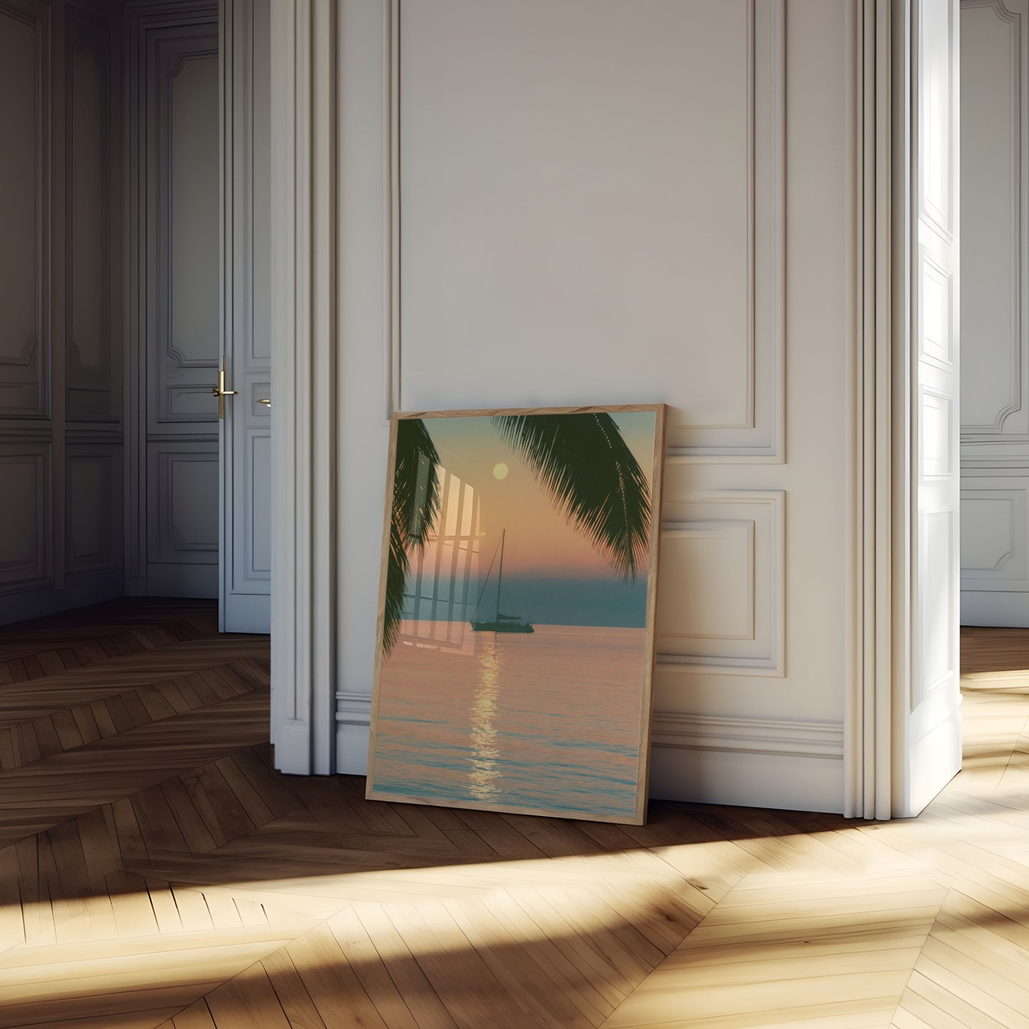 Poster Tramonto in Barca a Vela sull'Oceano