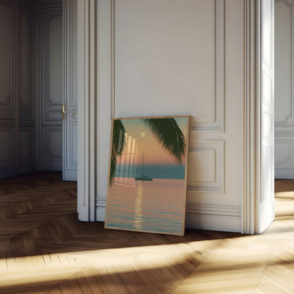 Poster Tramonto in Barca a Vela sull'Oceano