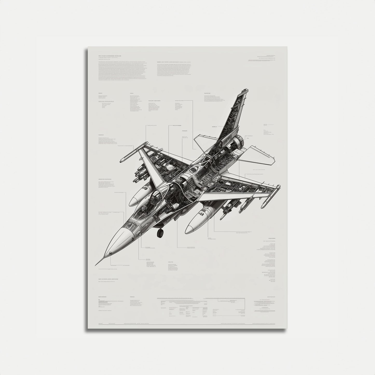 Technical Military Fighter Cutaway Poster