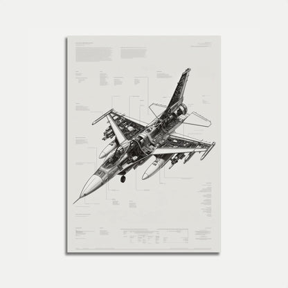Technical Military Fighter Cutaway Poster