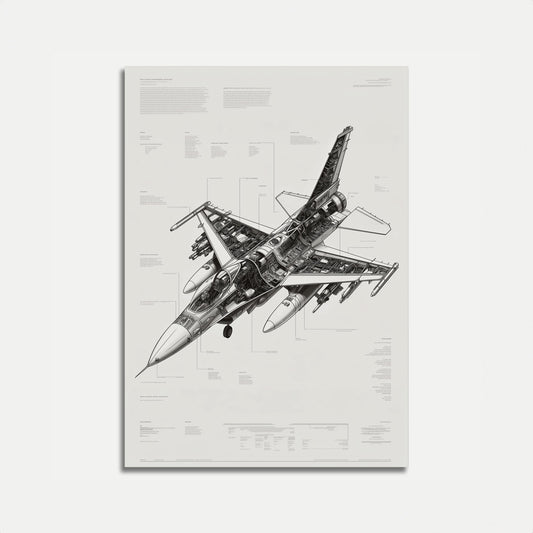 Technical Military Fighter Cutaway Poster