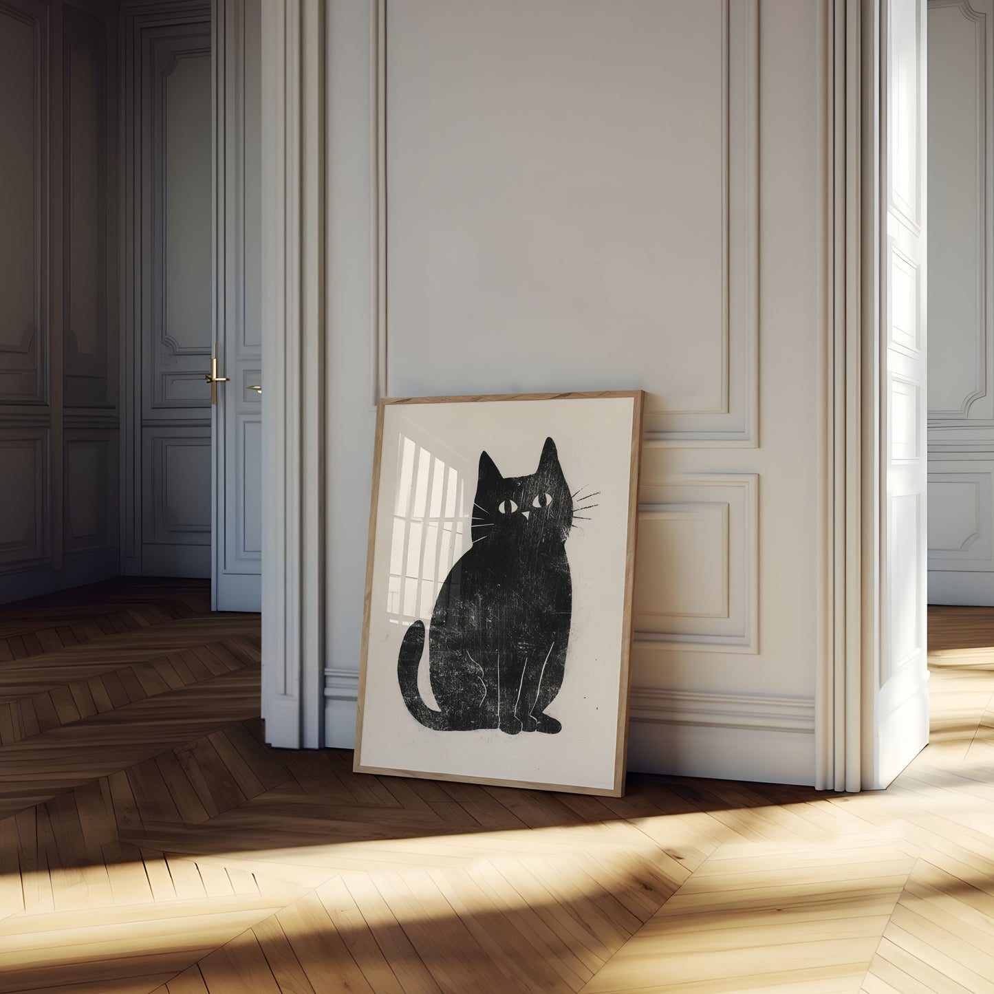 Schwarze Katze starrender Blick Poster