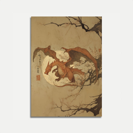 Elegant Dragon Cherry Blossom Poster