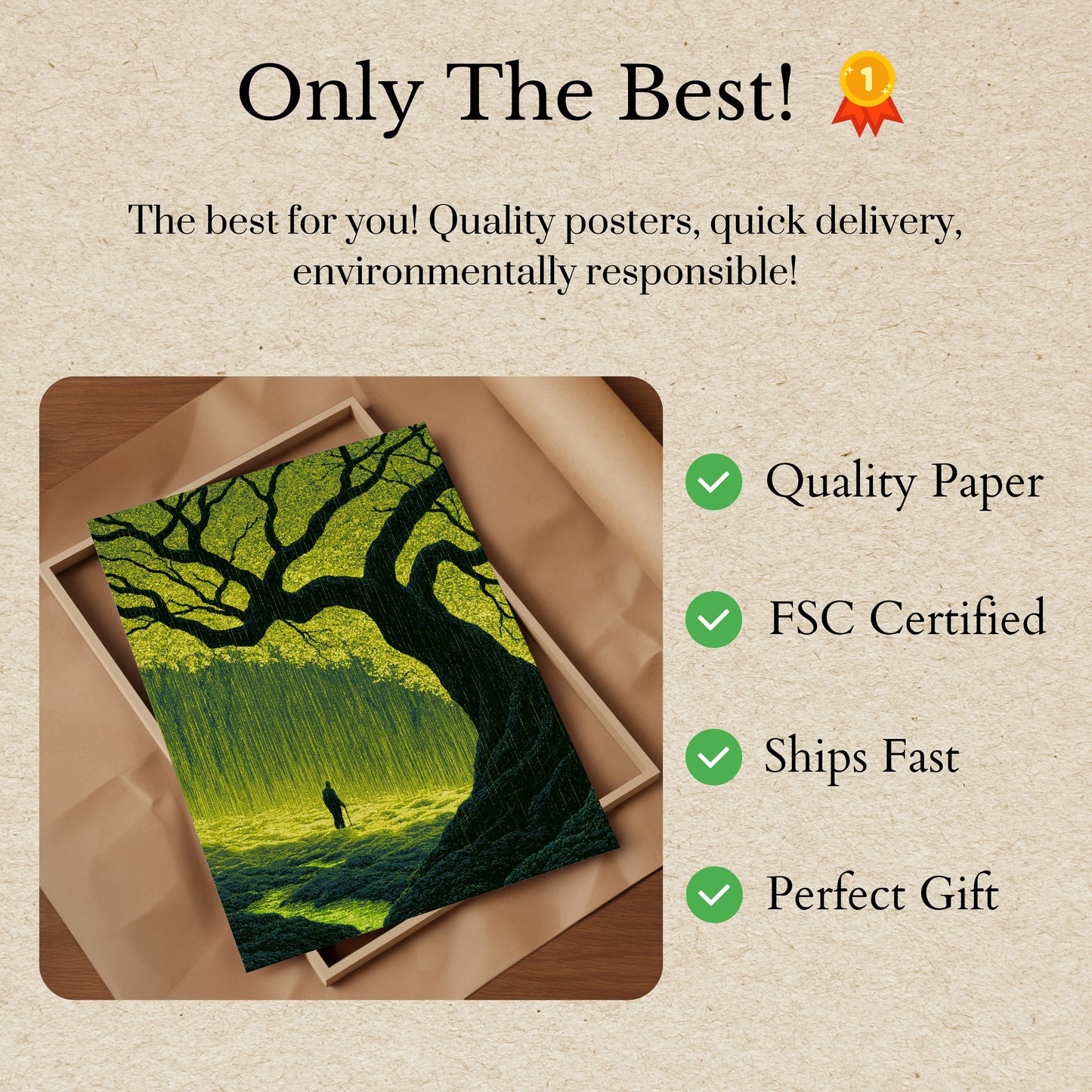Solitary Wanderer Under Ancient Tree Poster