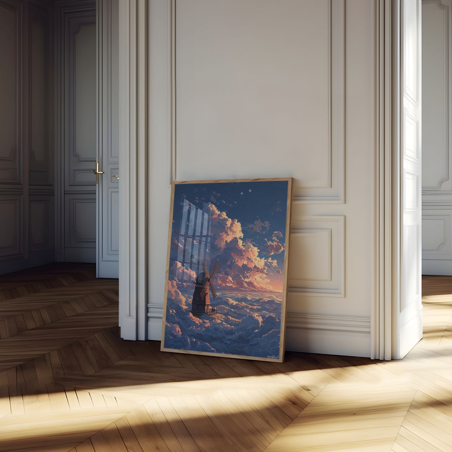 Windmill Above the Clouds Poster