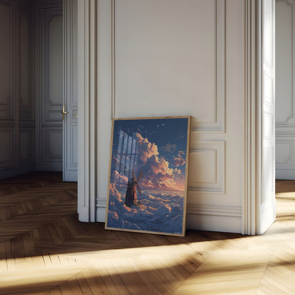 Windmill Above the Clouds Poster