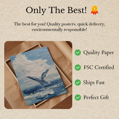 Breaching Whale Ocean Art Poster