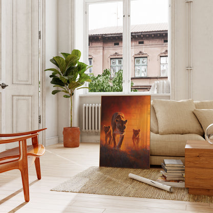 Lion Family Golden Savanna Poster
