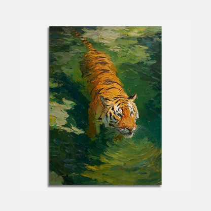 Tiger Swimming in Water Poster