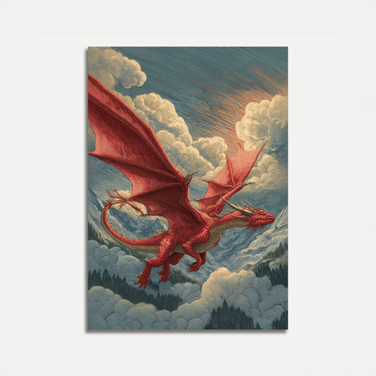 Crimson Dragon Sky Warrior Poster