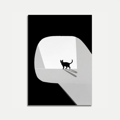 Pôster de Sombra de Gato Preto Minimalista