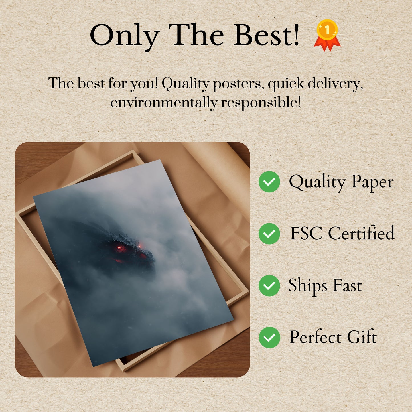 Crimson-Eyed Dragon Shadow Poster