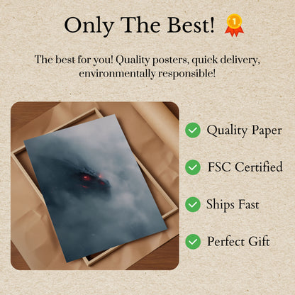 Crimson-Eyed Dragon Shadow Poster