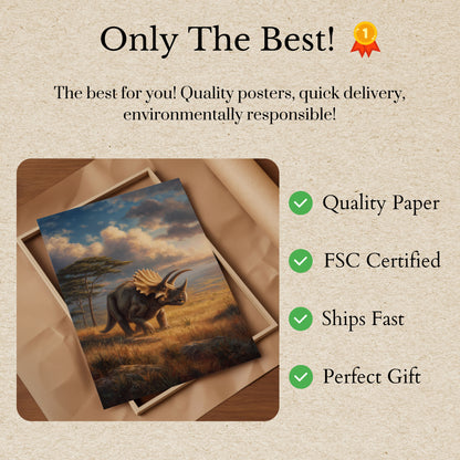 Prehistoric African Plains Triceratops Poster