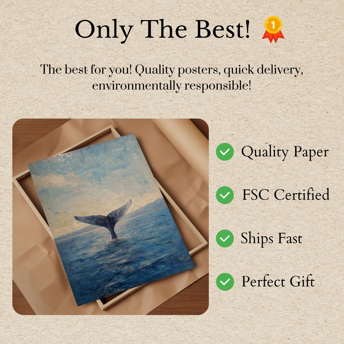 Majestic Whale Tail Ocean Poster