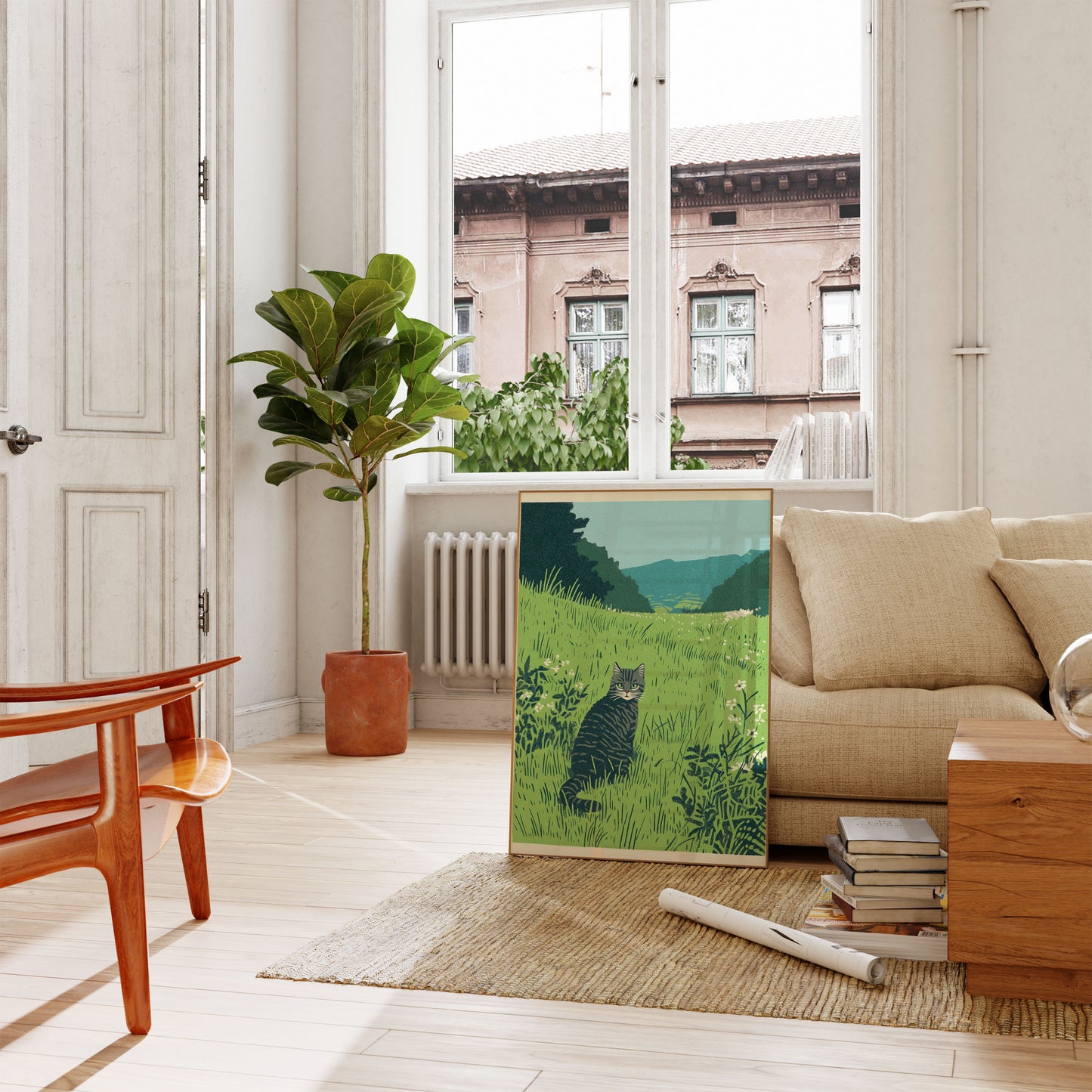 Mountain Meadow Cat Poster