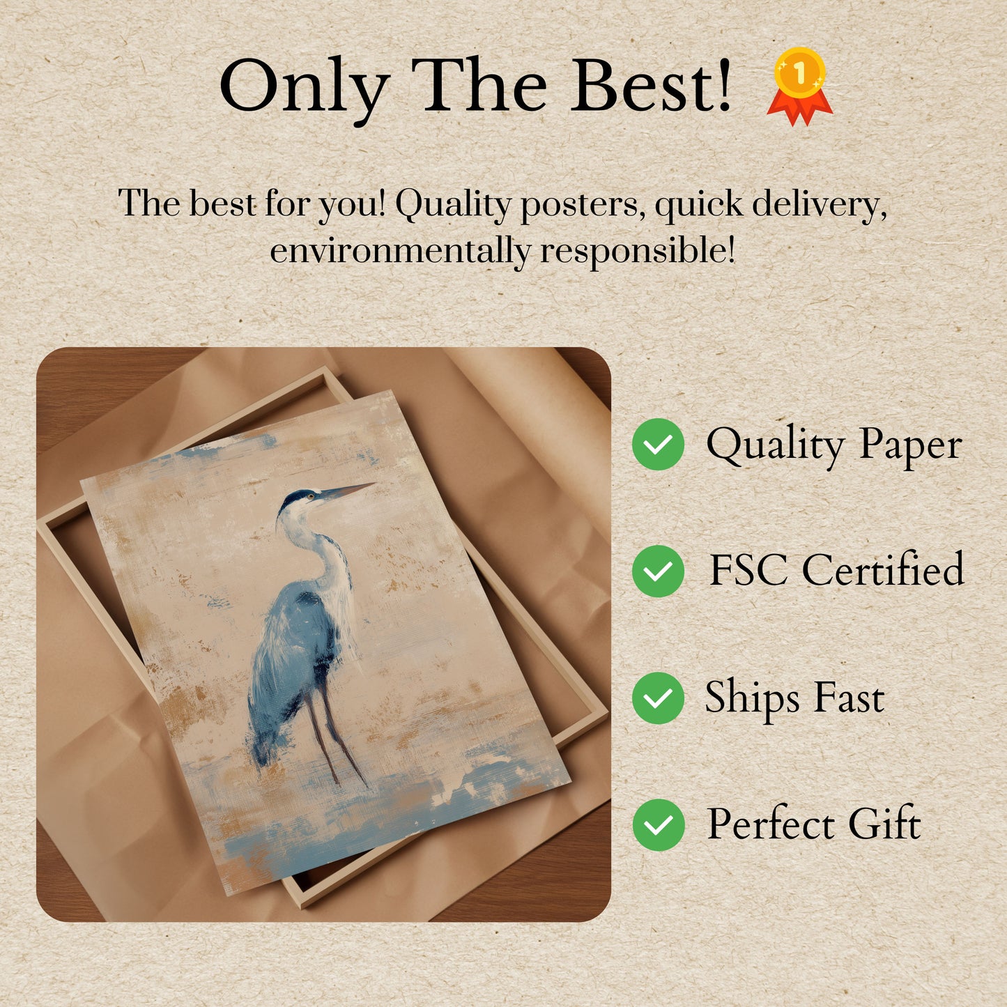 Poster di Airone Blu Elegante