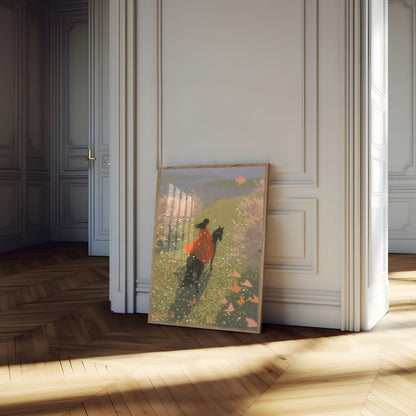 Woman in Red Riding Horse Poster