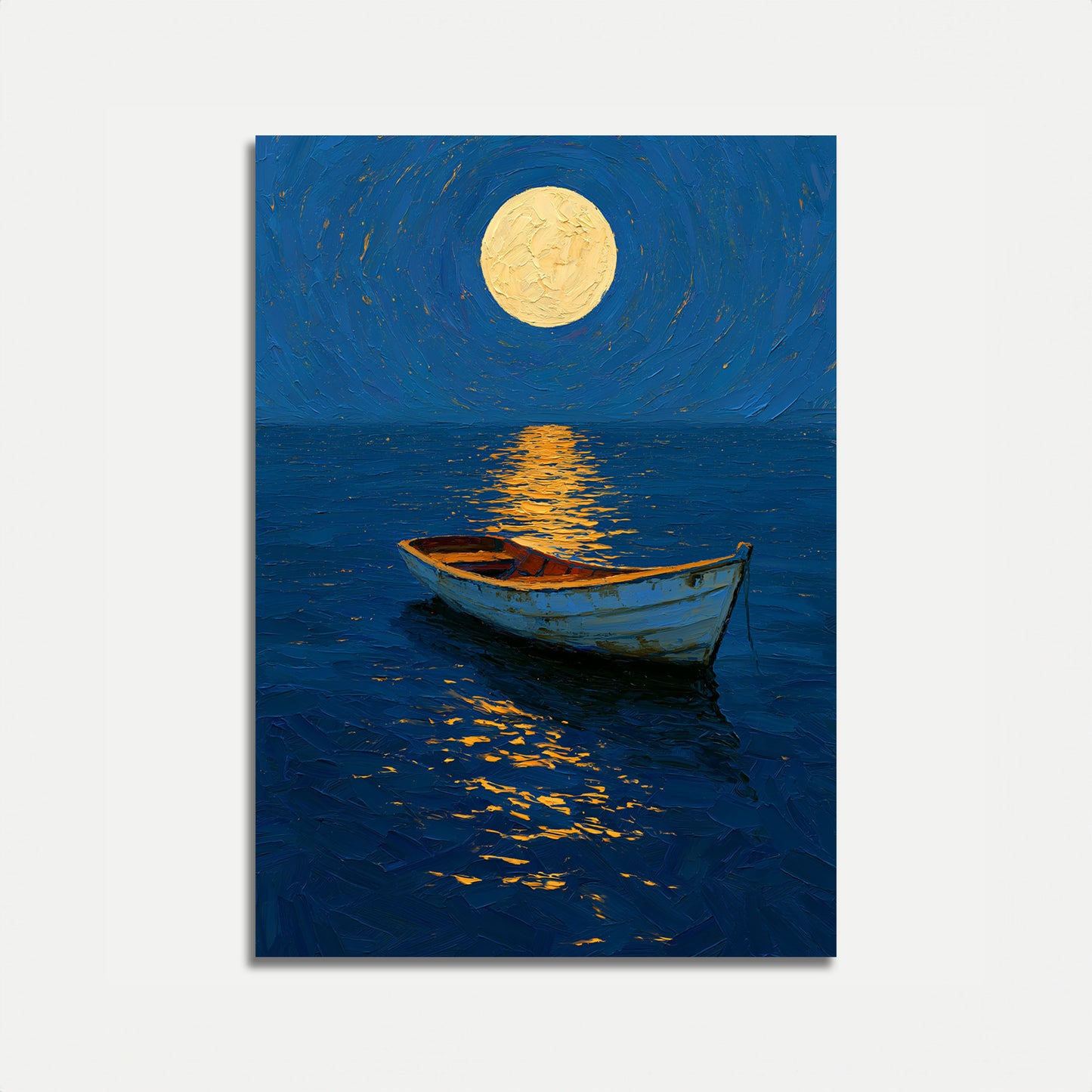 Mondscheinboot auf Wasser Poster