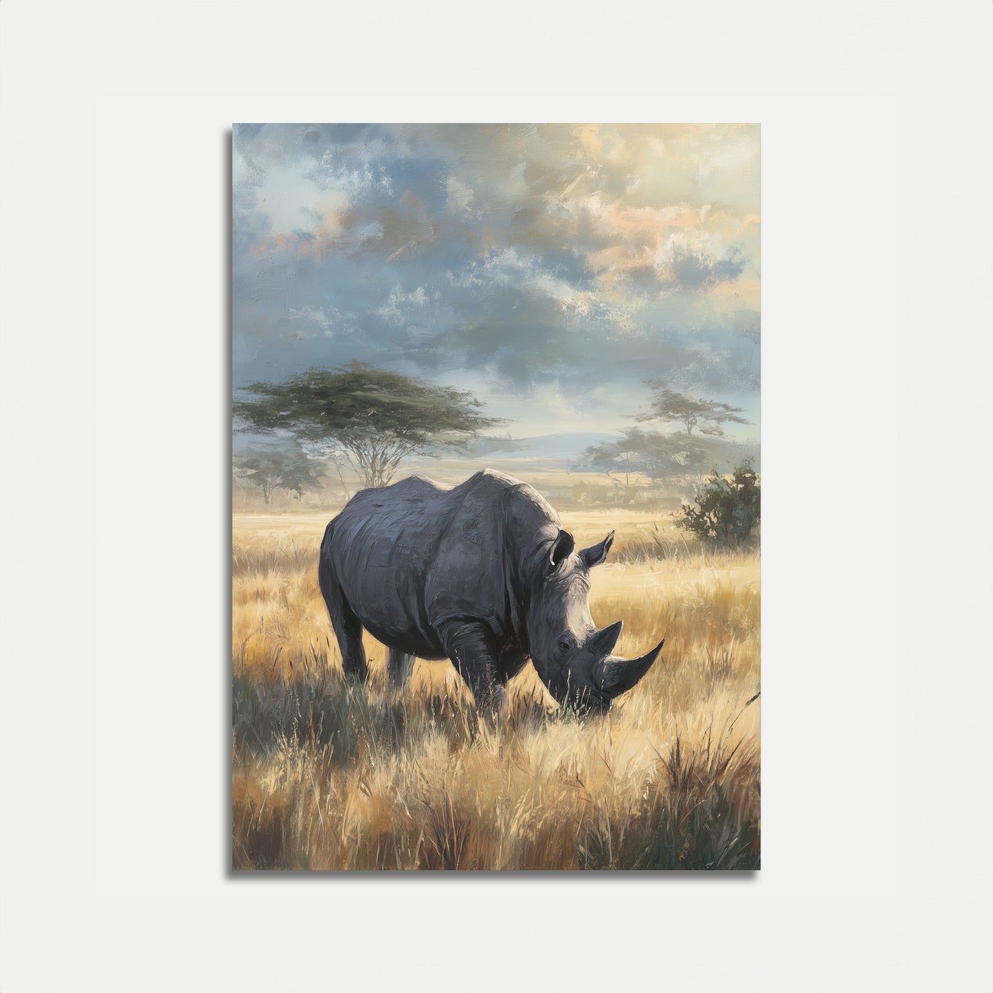 Majestic Rhino African Savanna Poster