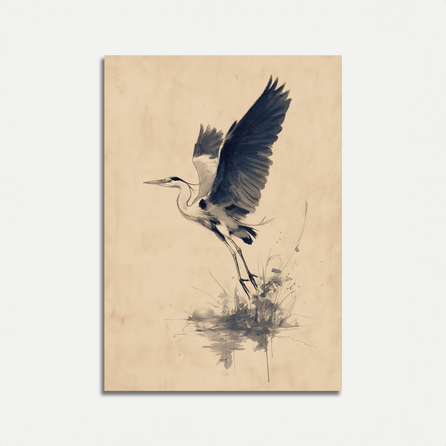 Póster de Garza Azul Grande Despegando