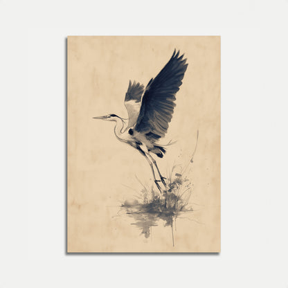 Póster de Garza Azul Grande Despegando