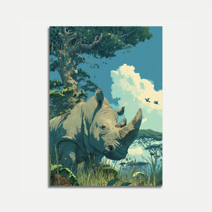 Majestic Rhinoceros Wildlife Poster