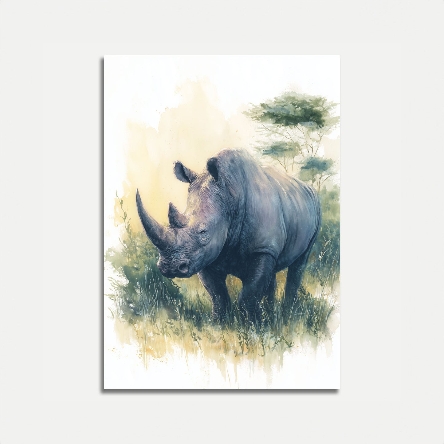 Póster de Majestuoso Rinoceronte en la Naturaleza