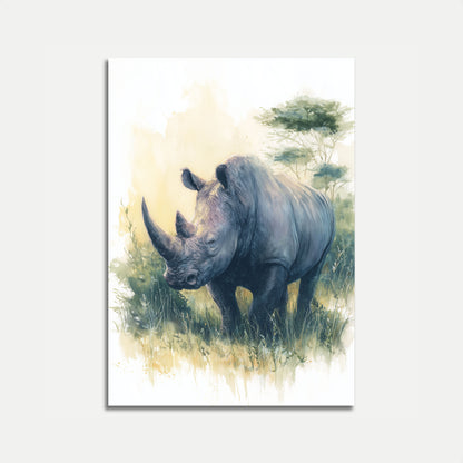Póster de Majestuoso Rinoceronte en la Naturaleza