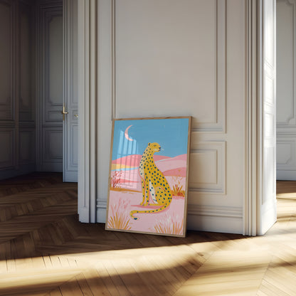 Moonlit Leopard Desert Poster