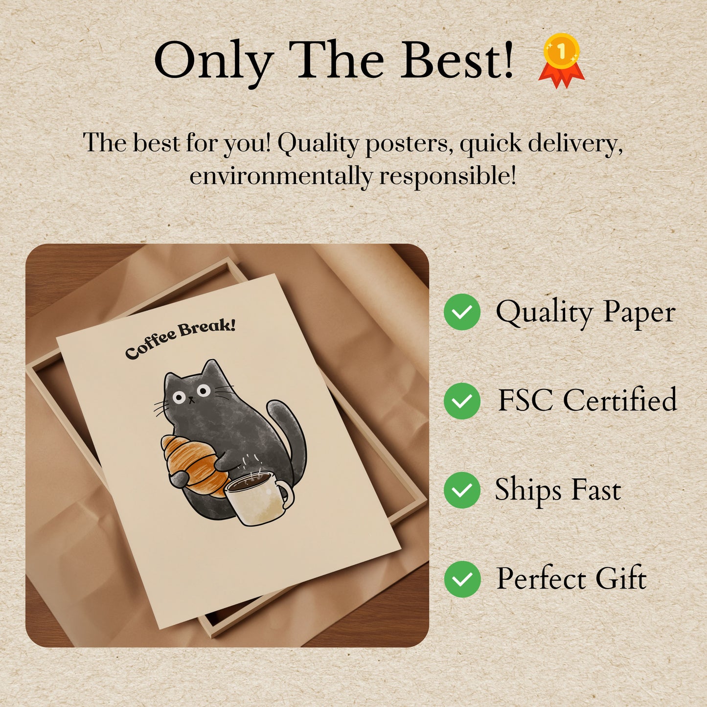 Cute Cat Coffee Break Poster