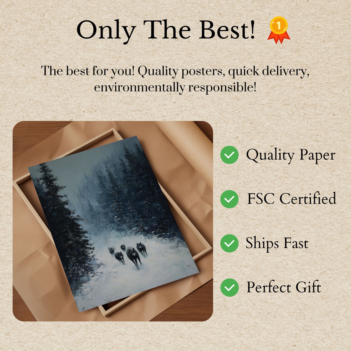 Wolf Pack in Winter Forest Poster